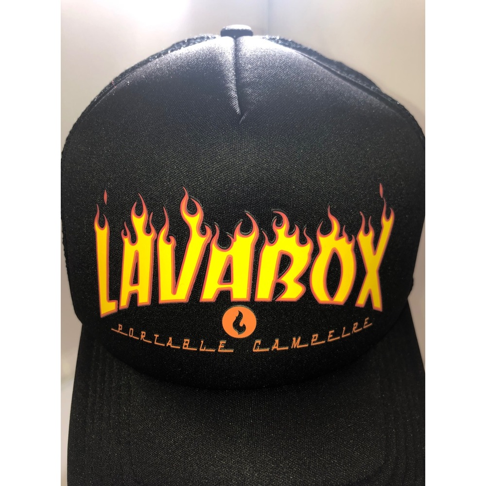 LavaBox Portable Campfire Trucker Hat Black Flame Logo Snapback Mesh Cap - Picture 7 of 9
